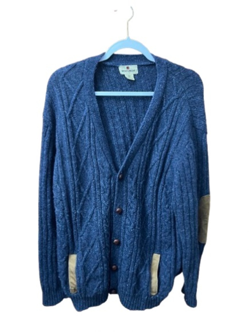 Woolrich Cable Knit Cardigan in Deep Navy Heather